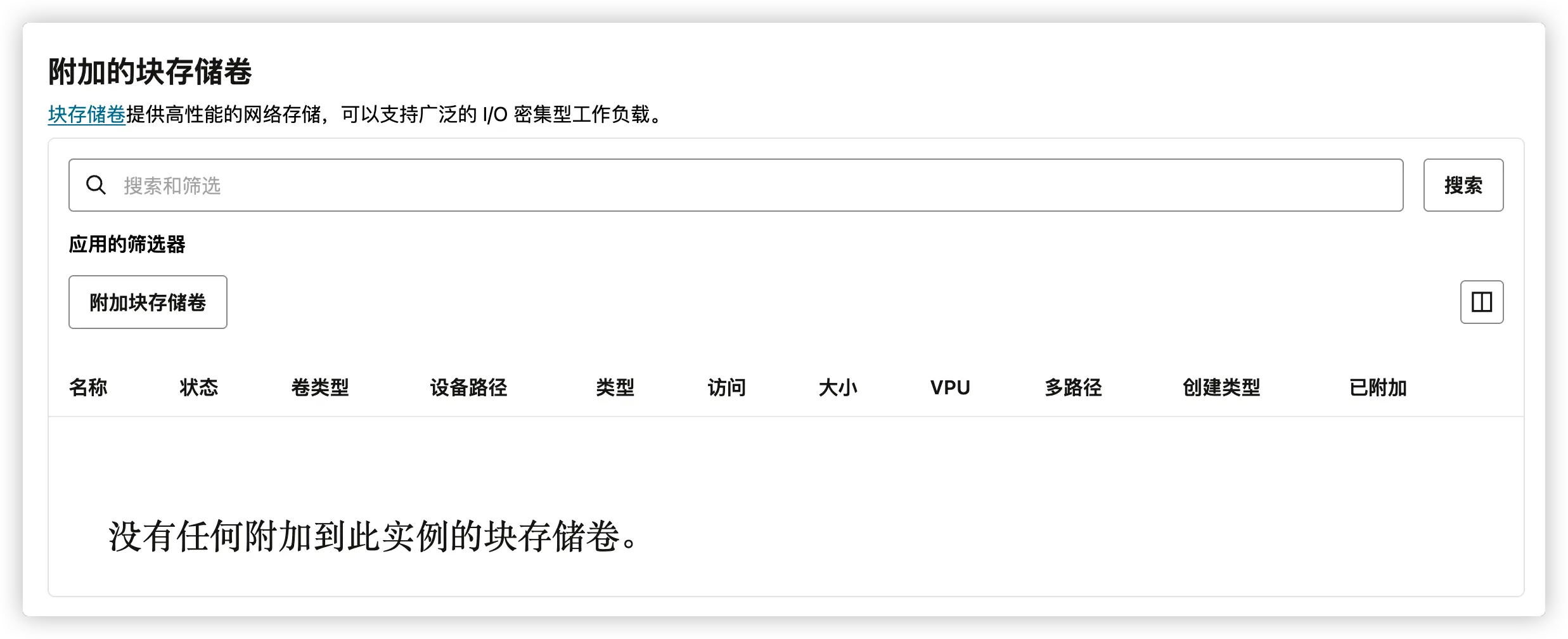 图 5.2 附加的块存储卷中无任何显示